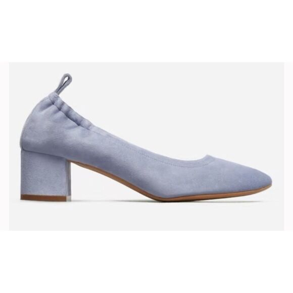 Everlane The Day Heel Blue Suede Italian Leather Shoes Size 8 - Picture 3 of 13